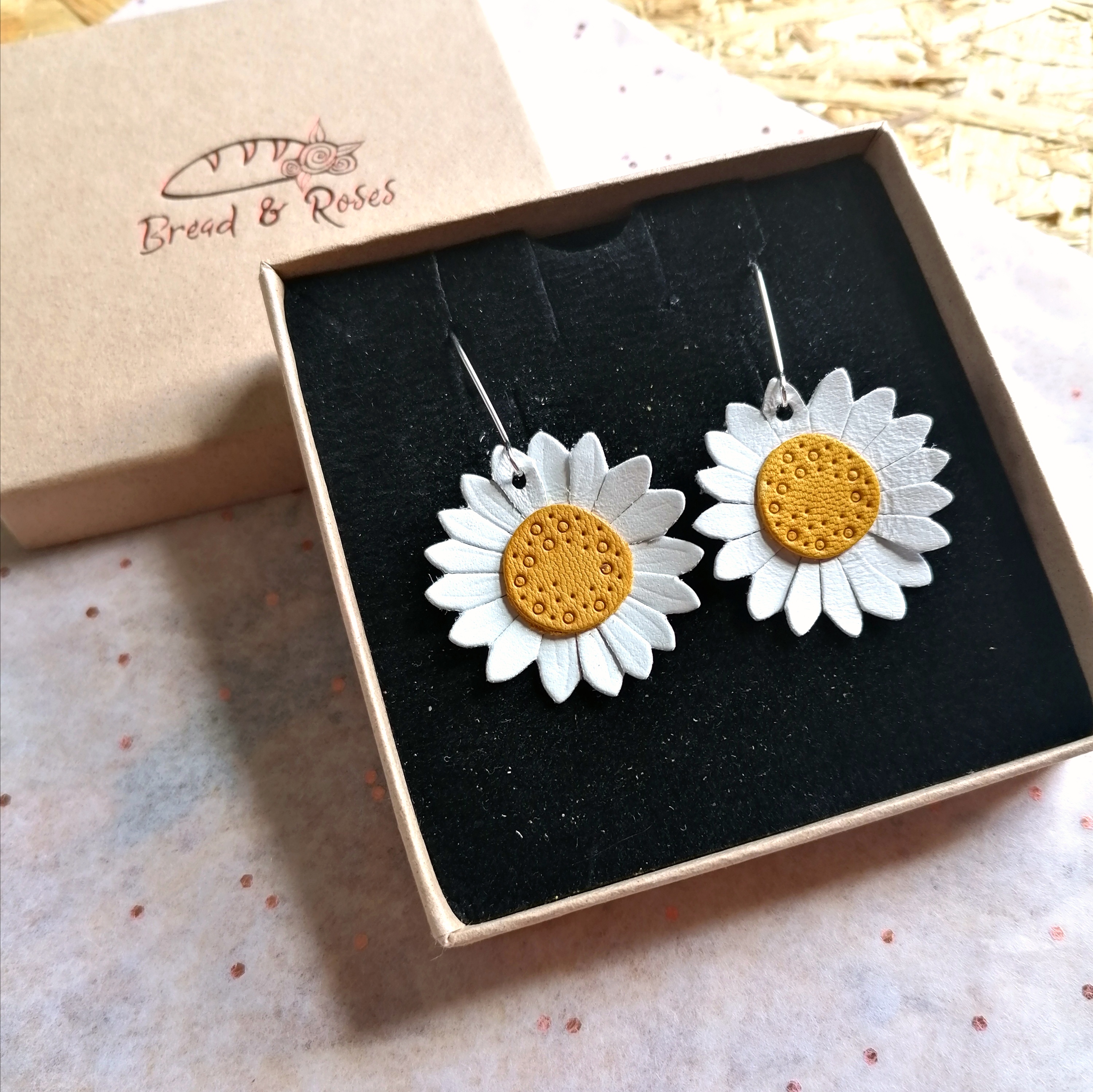 Flower Recycled Leather Earrings