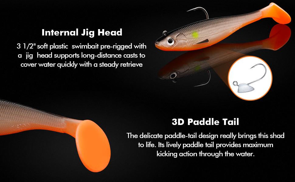 3D Florescent Paddletail  Super Shads x6 Pack