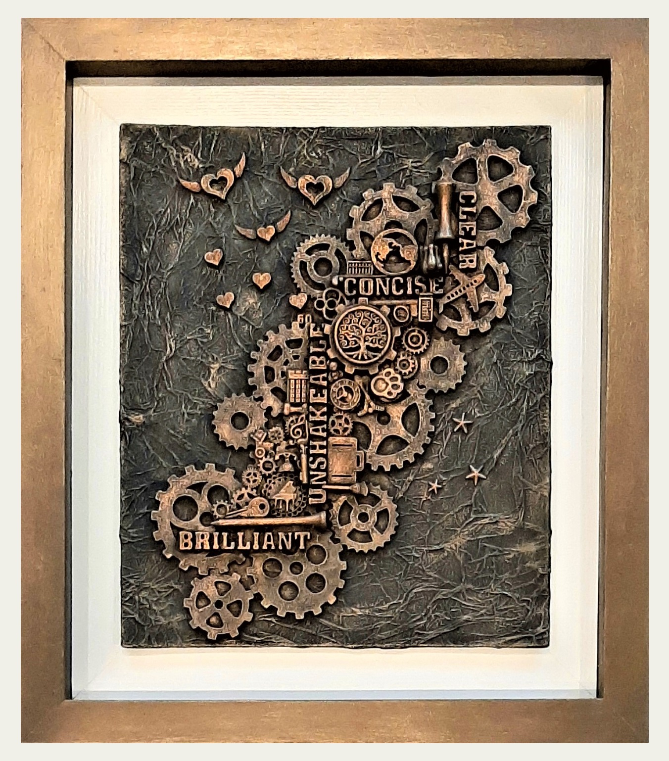 Personalised commissioned mixed media with handmade wooden frame, 35cm x 30cm