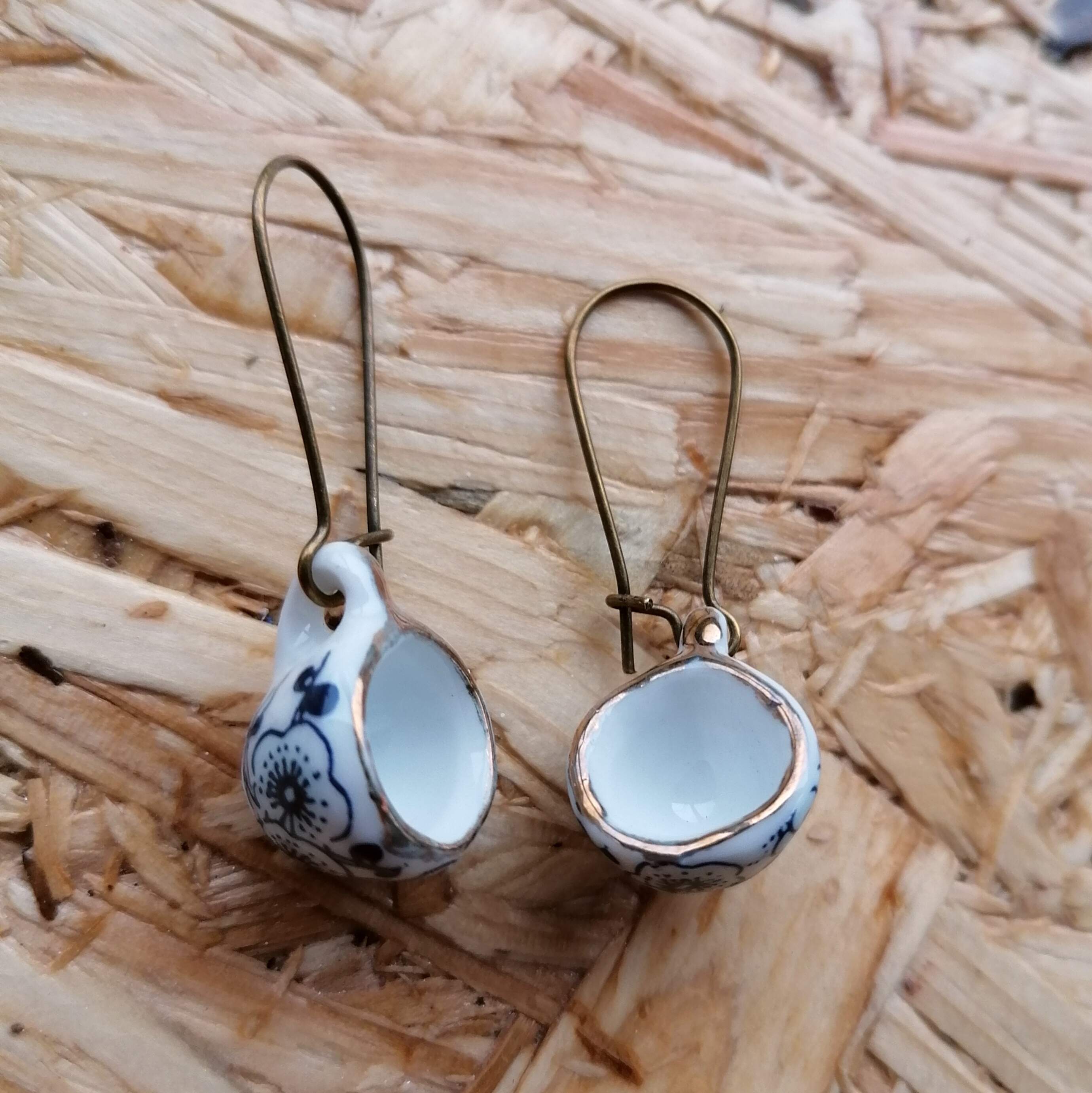Repurposed Dollhouse Tea Cup Dangle Earrings