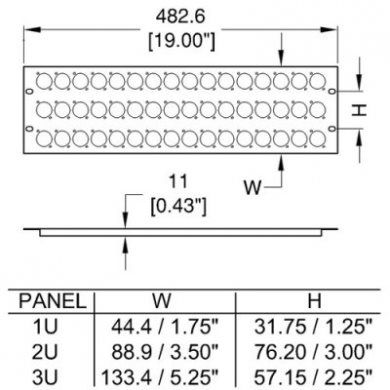 Panel rack 3 espacios 48 conectores