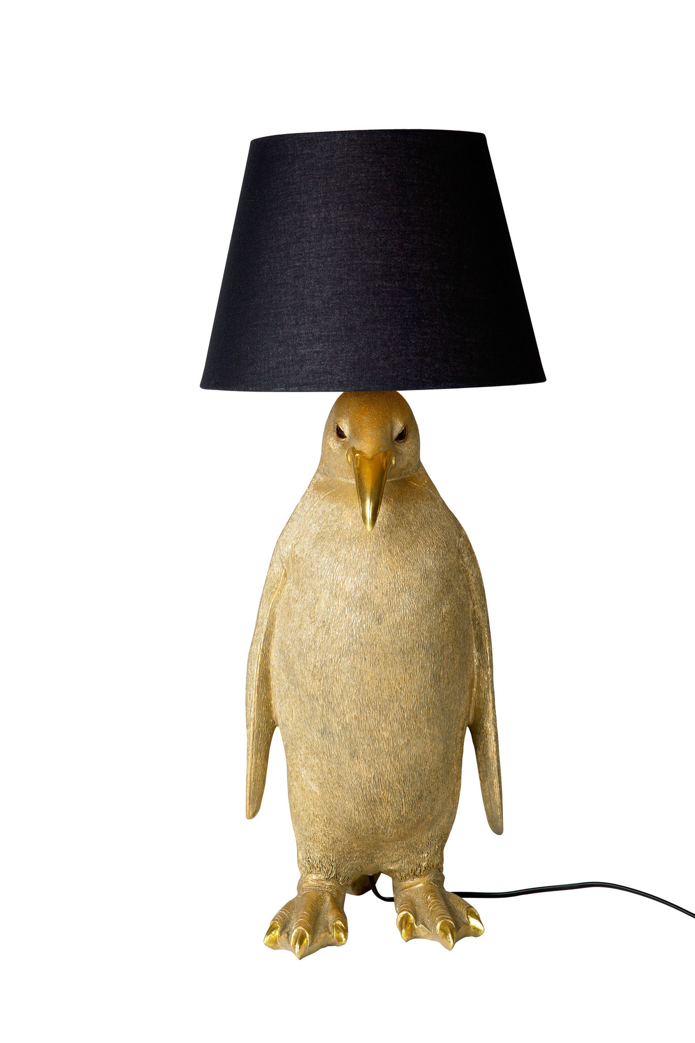 Gouden Pinguïn met een zwarte lampenkap,