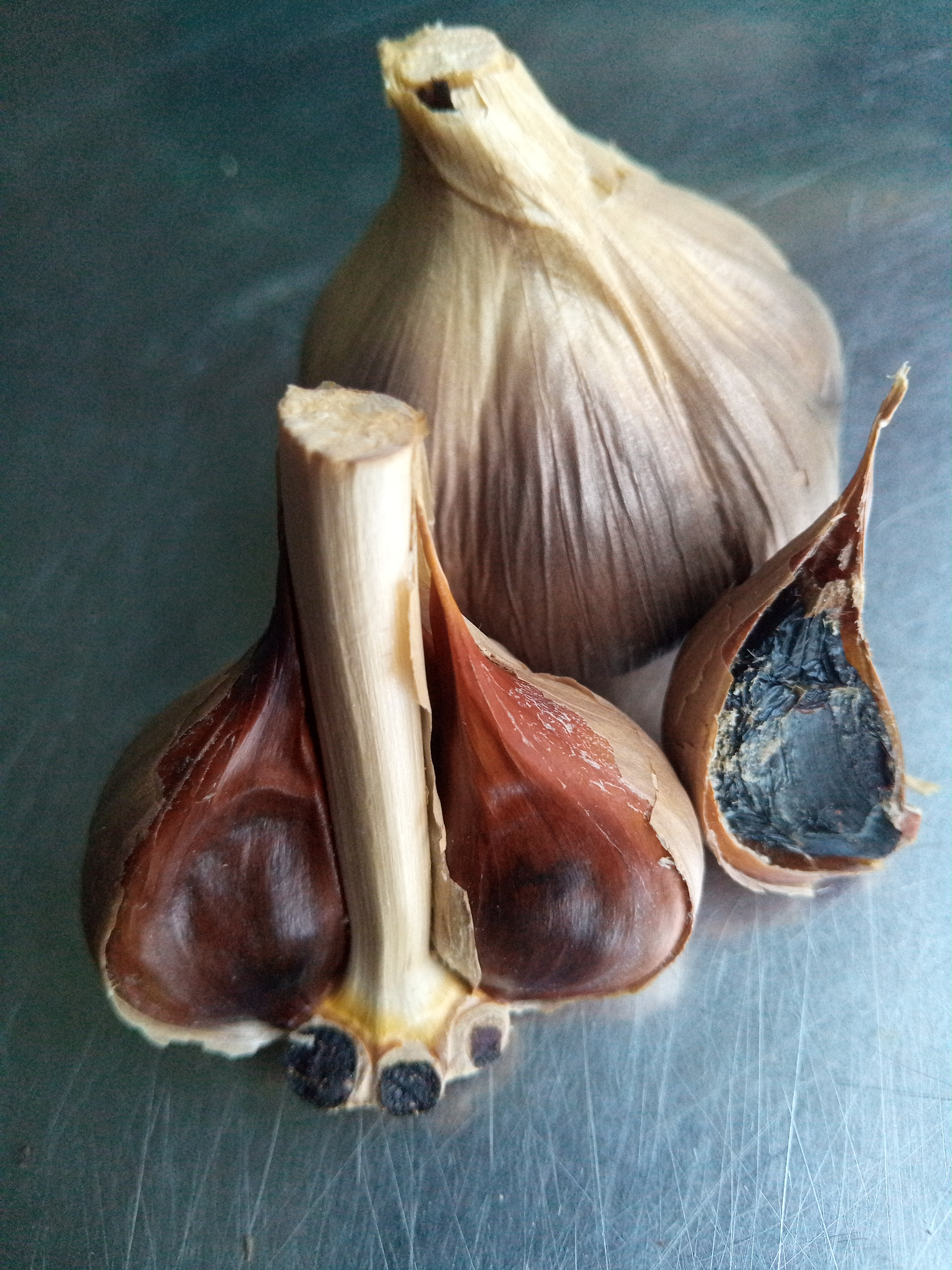 BLACK GARLIC.   Our award winning garlic !