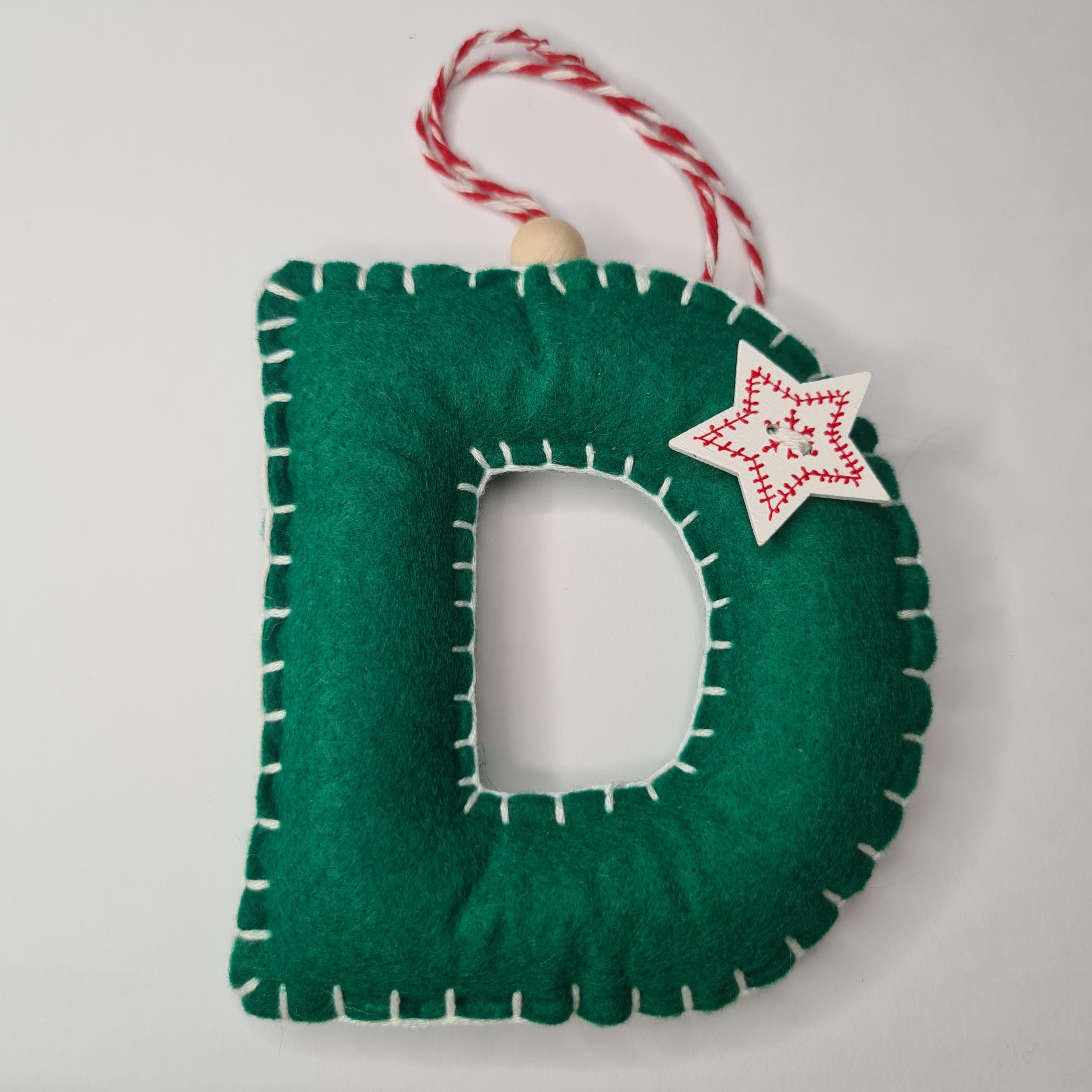 Handmade felt single letter Christmas decoration - optional personalisation