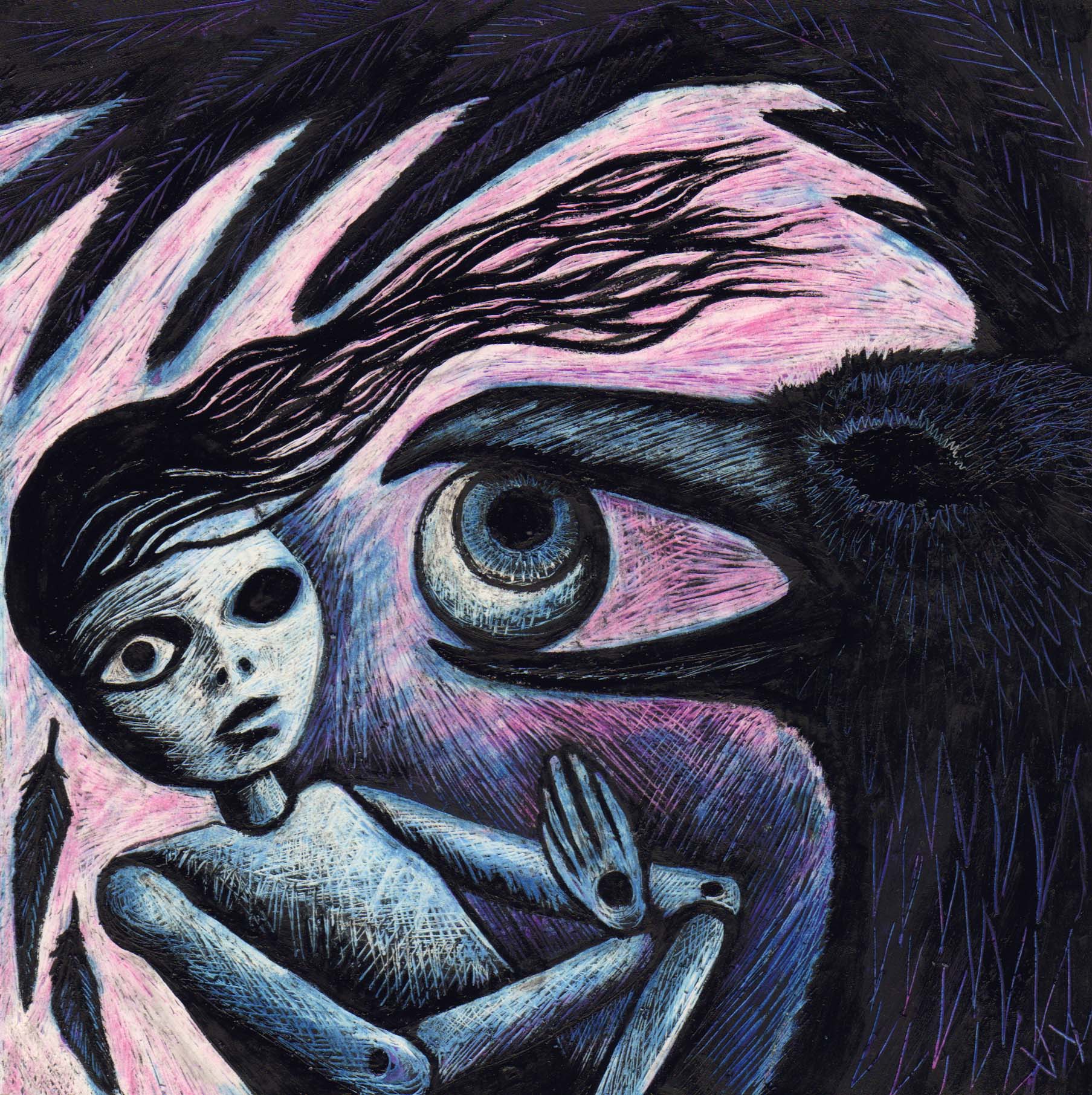 'Crow and Doll' A4 print