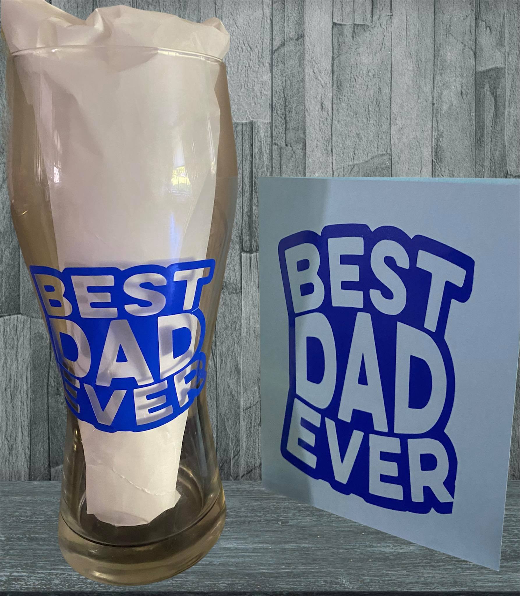 Best Dad Ever Pint Glass & Matching Card