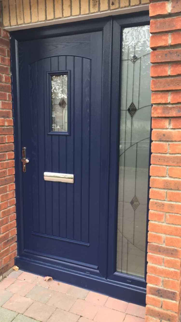 BLUE PALLADIO JOYCE COMPOSITE FRONT DOOR FITTED BY ASGARD WINDOWS IN DUBLIN.