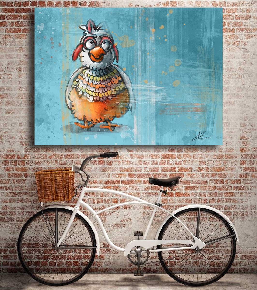 grumpy chicken digital artwork