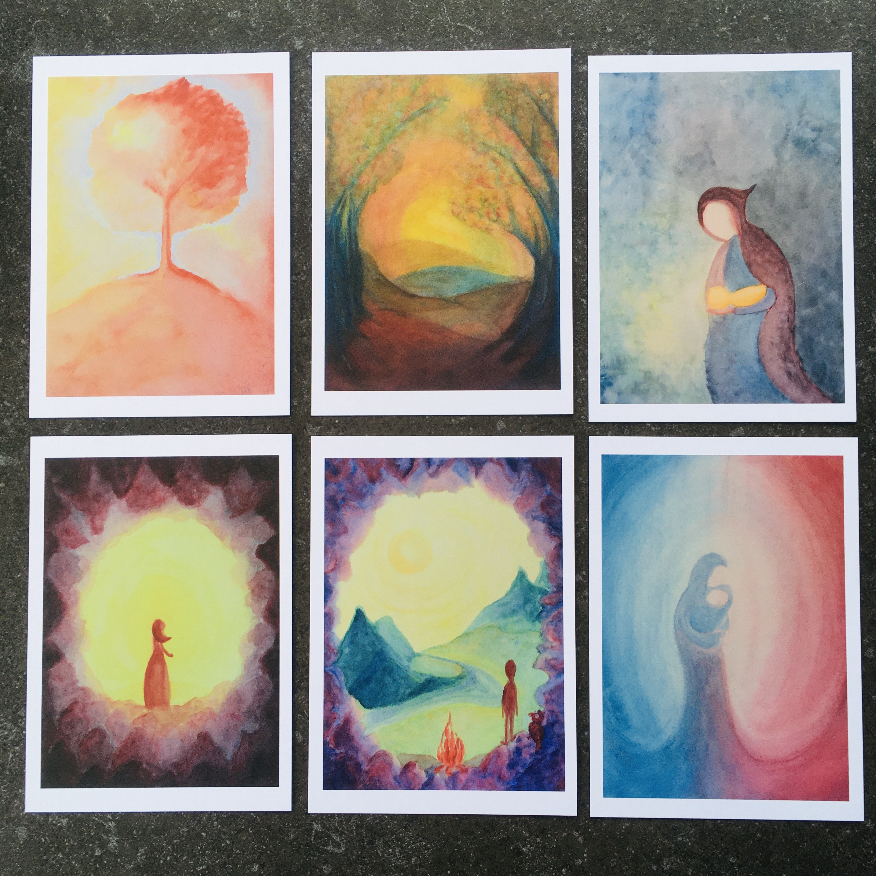 Aquarel - set van 6 kunstkaarten