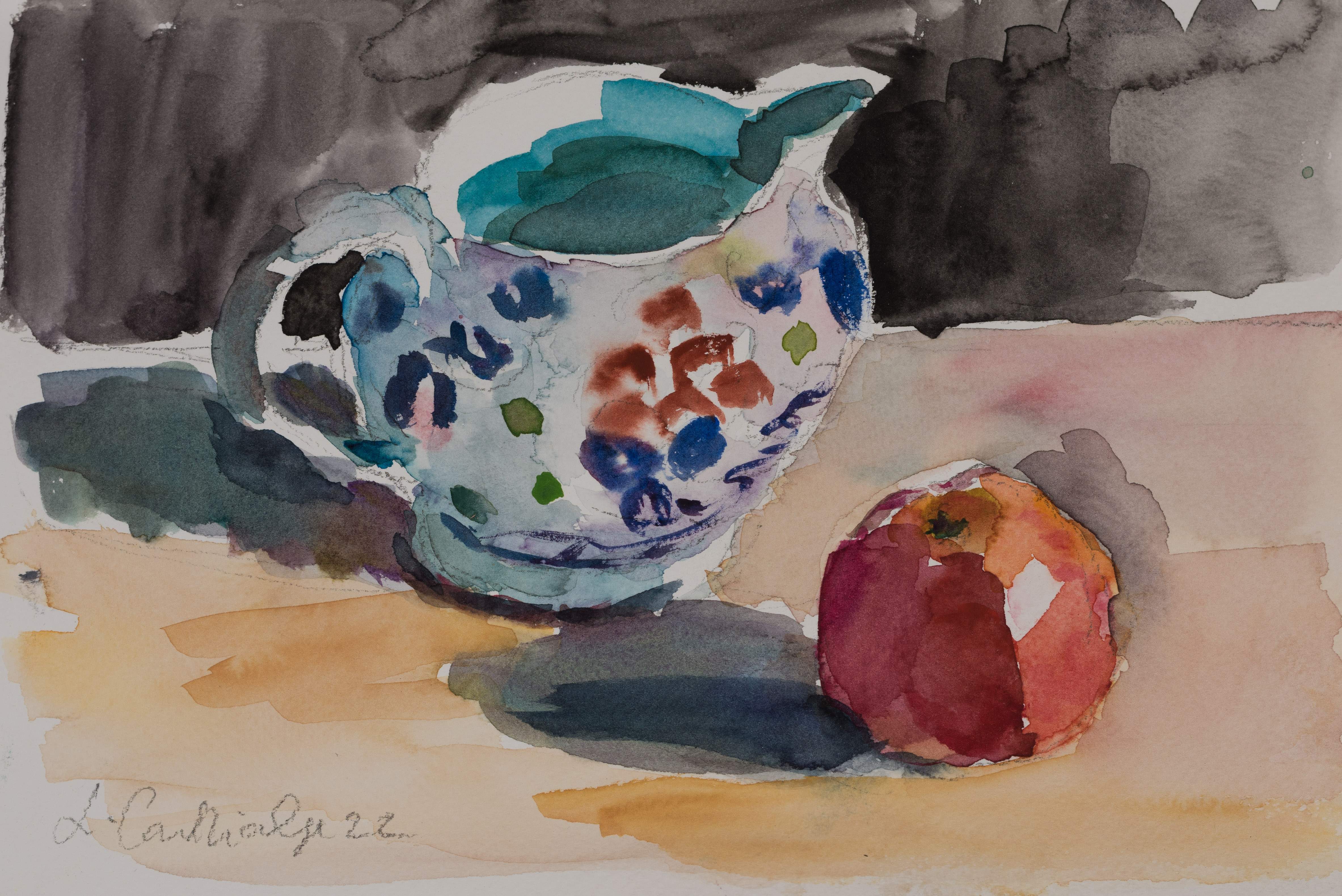 Patterned Jug and Apple