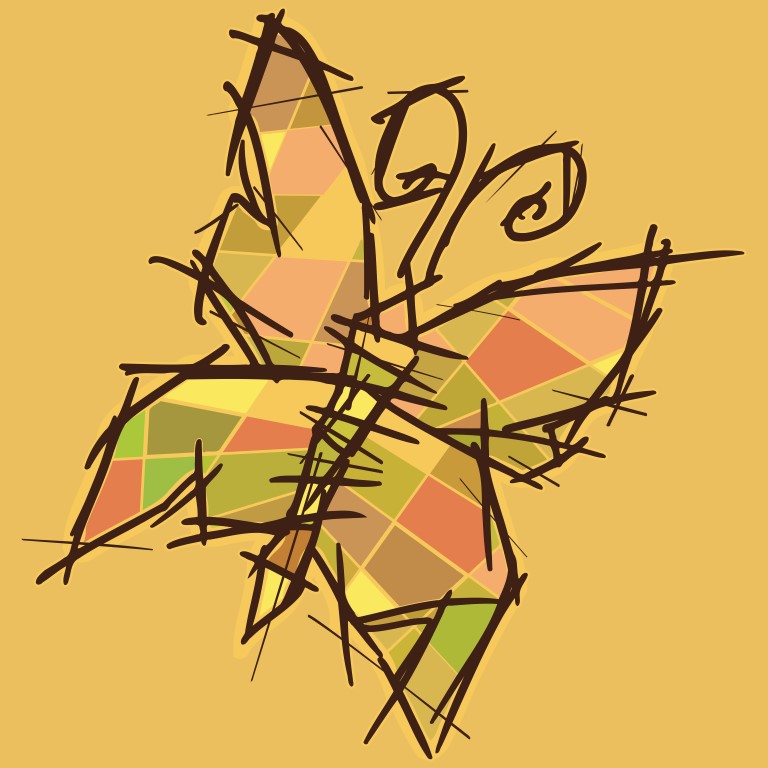 Dibond 140 x 140 cm - gekleurde vlinder