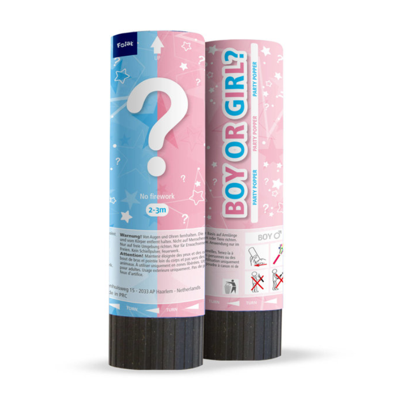 Gender Reveal Confetti Kanon - Roze of Blauw