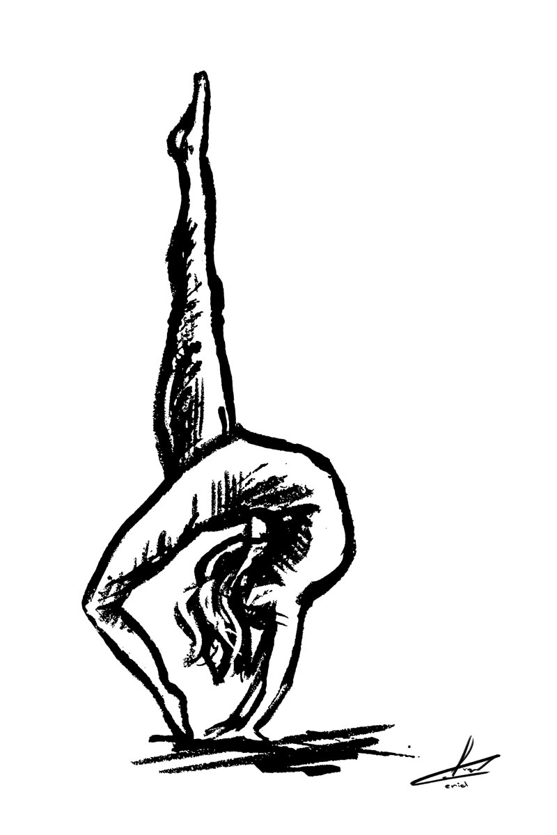 Drieluik zwart wit ballet danseres houtskool tekening