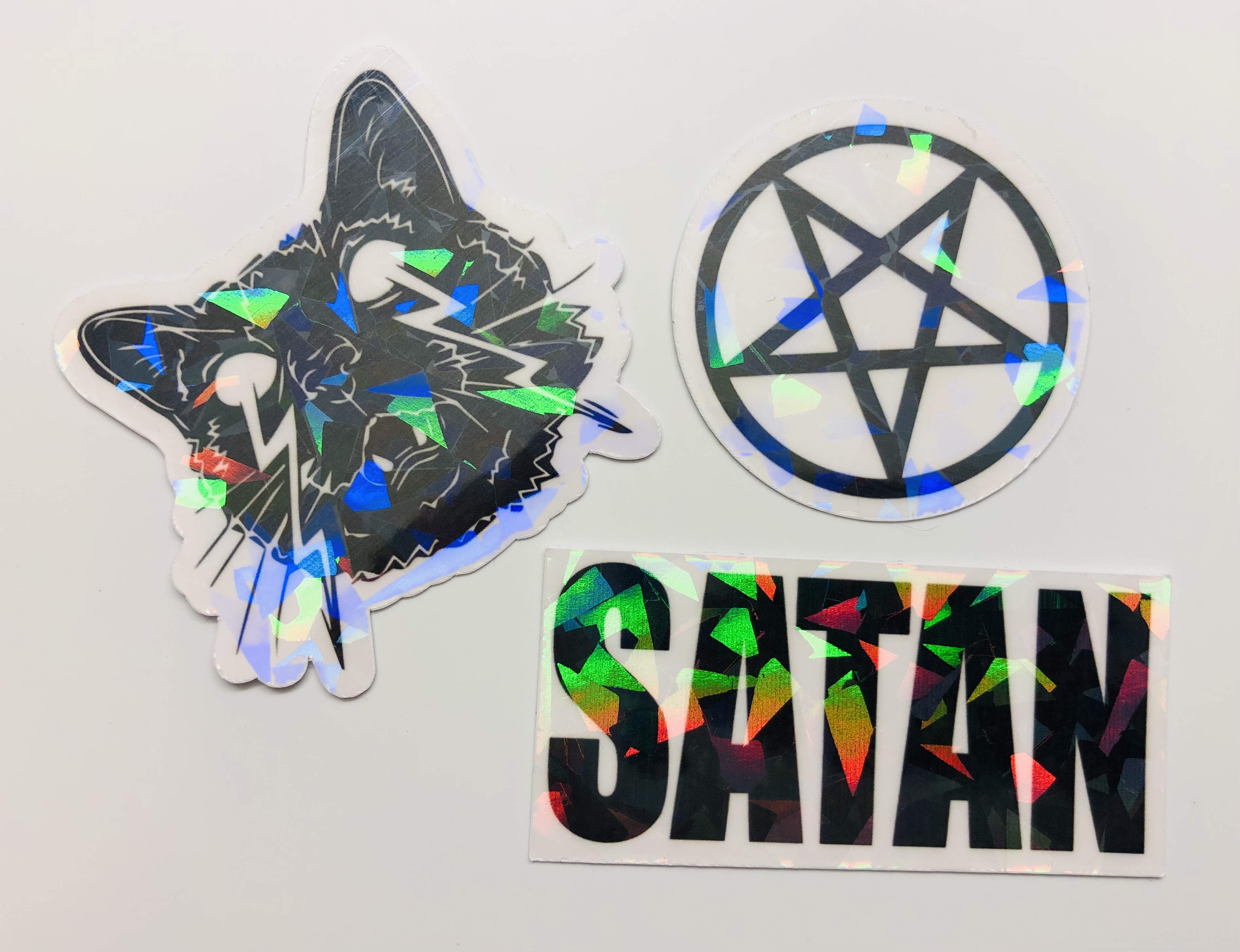 Holographic Satanic Vinyl Stickers