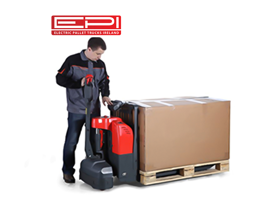 Red and black EP 1500kg popular electric pallet truck for euro pallets. Includes electric drive and lift for transport vehicles, warehouse, shop floor and mezzanine. This pallet truck comes with a 12 month warranty and discount on aftercare. We are Ireland best material handling equipment suppliers, based in Dublin.