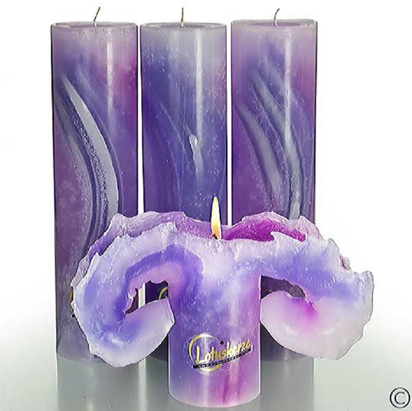 Lotuskerze aquarell lila / violett