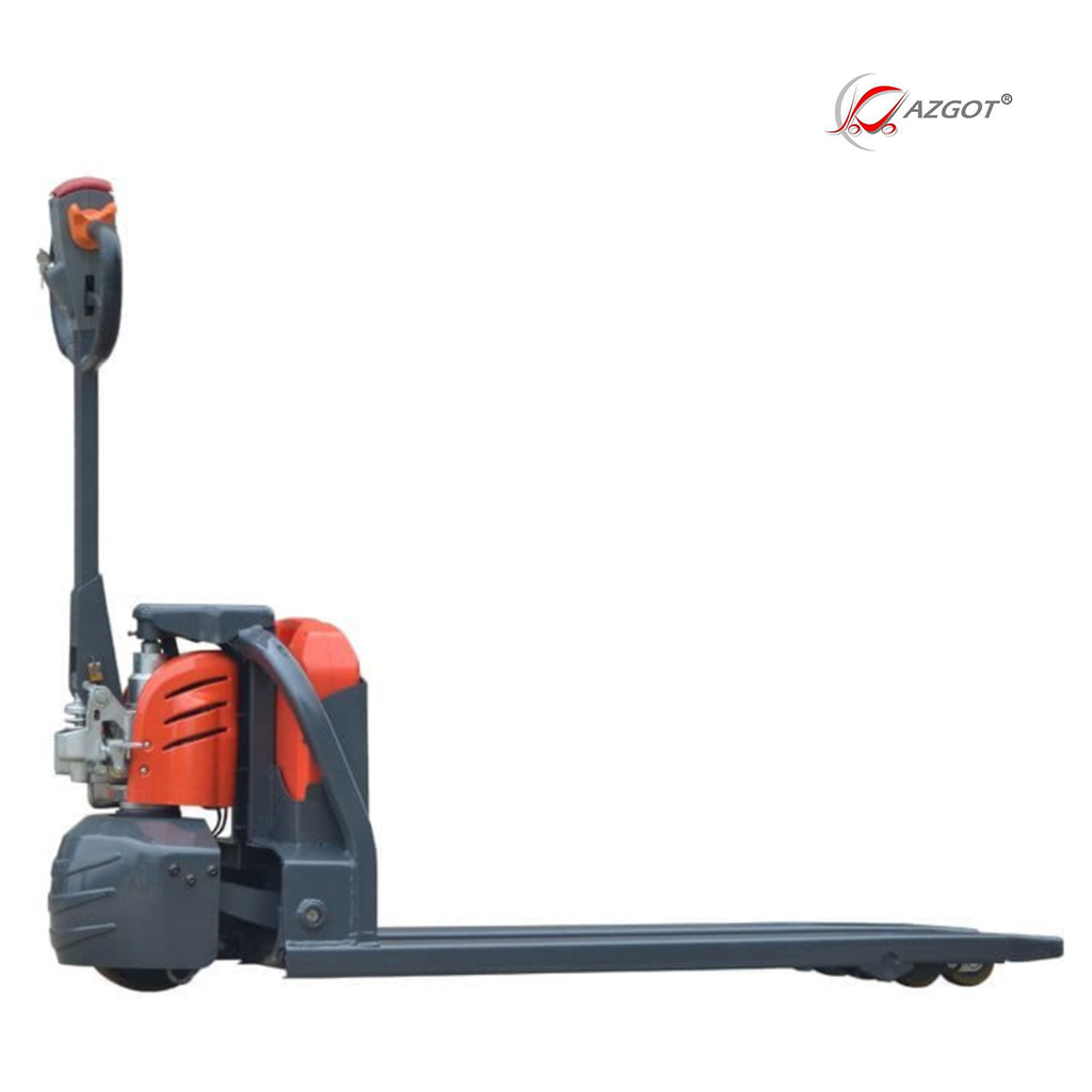 Red Jazgot 2000kg Electric pallet truck for heavy pallets. Includes electric drive and lift for transport vehicles, warehouse, shop floor and mezzanine. This pallet truck comes with a 12 month warranty and discount on aftercare. We are Ireland best material handling equipment suppliers, based in Dublin.