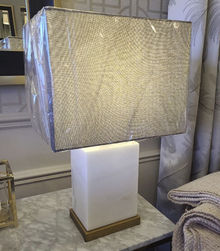 Marble Lamp with Antique Brass