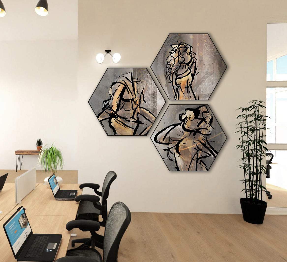 zeskant hexagon wanddecoratie akoestisch