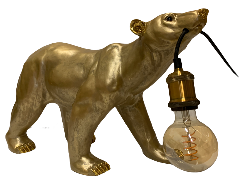 IJSBEER LAMP, goudkleurig, 62 x 24 x 36 cm