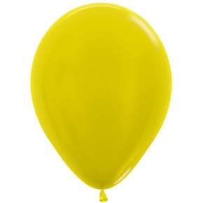 Latex Ballonnen metallic geel 30cm