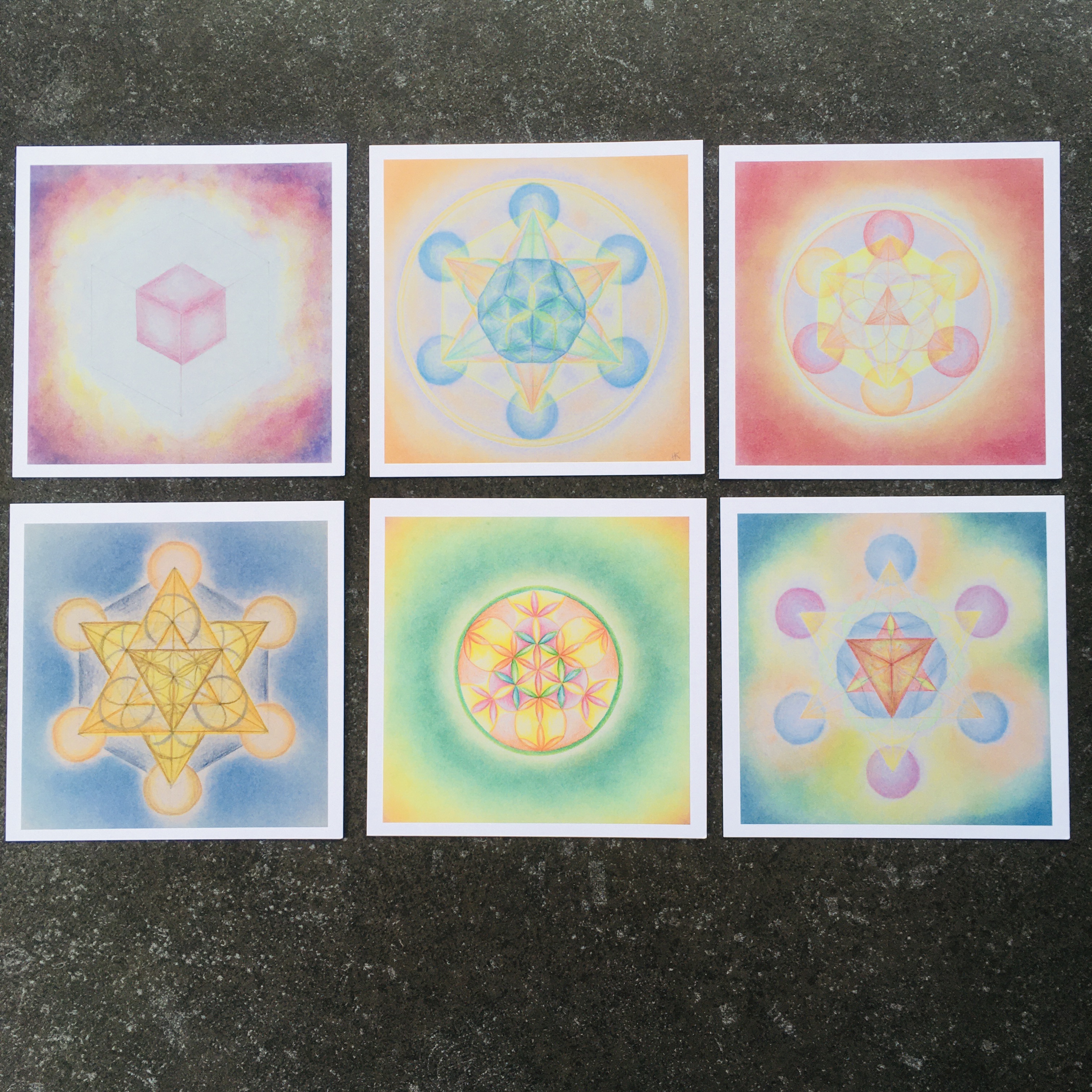 Sacred geometry - set van 6 kunstkaarten