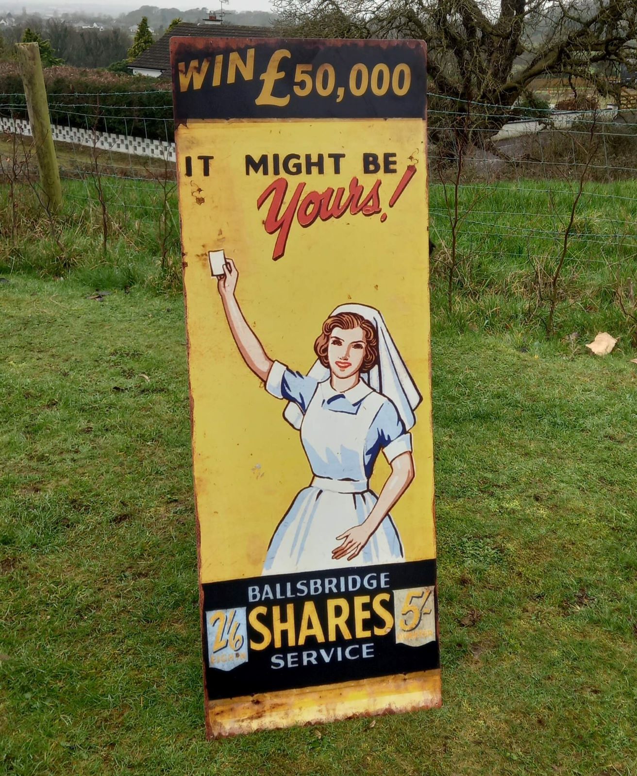 Extra Large Sweep Stakes Tin Sign.