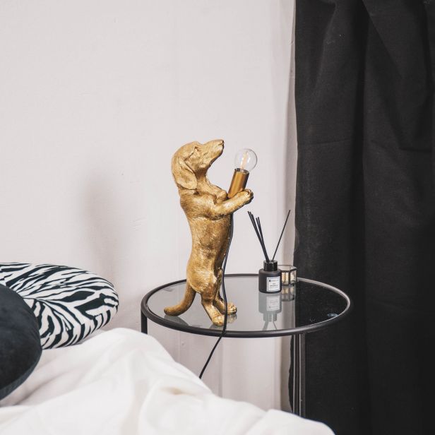 Housevitamin, goudkleurige Teckel lamp, 10x15x38 cm