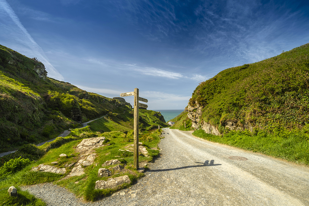 Castle Road crossing point for continuation along the South West Coastal Path Stock Image ID:3650