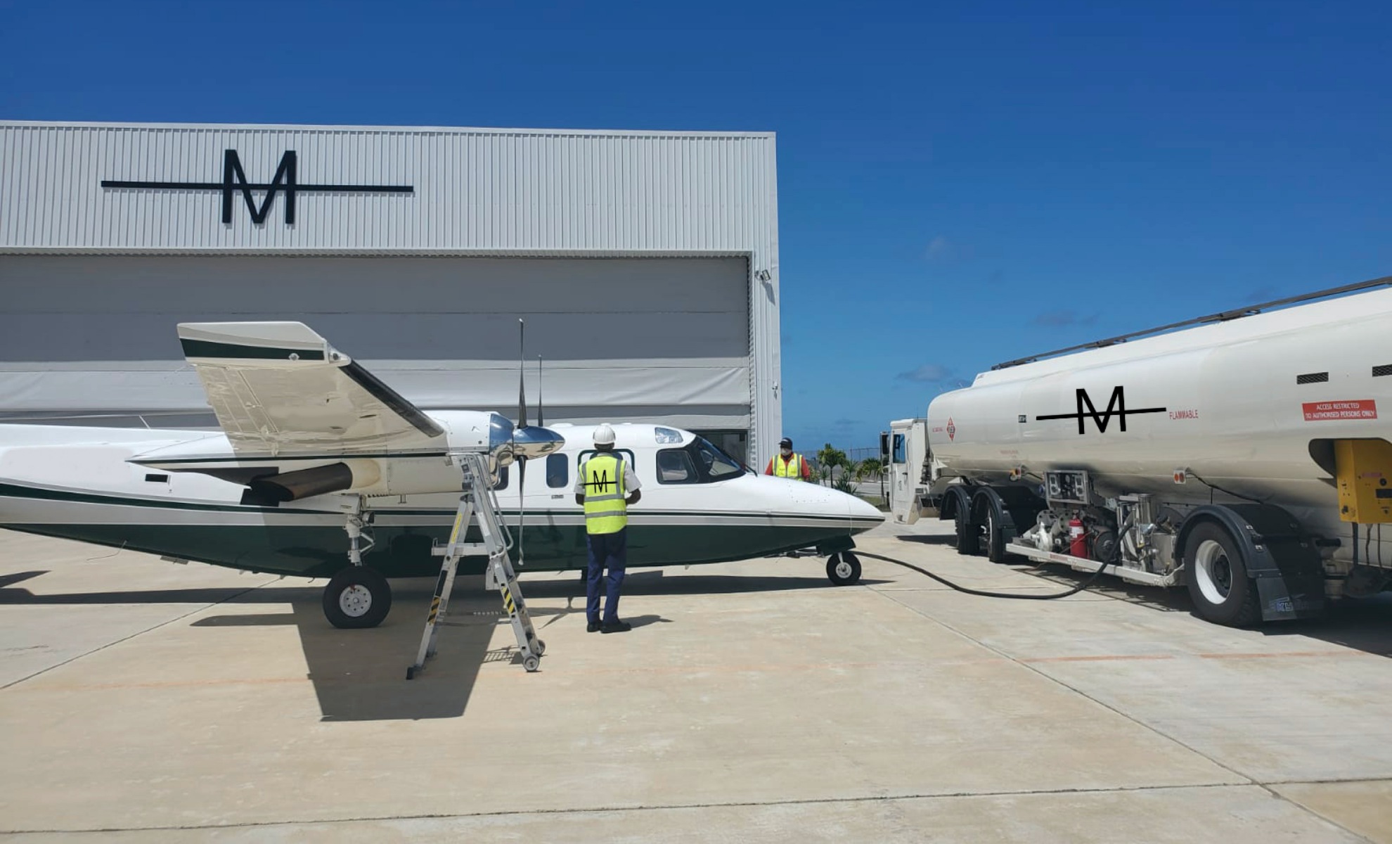 M Jet open FBO at Barbados/TBPB