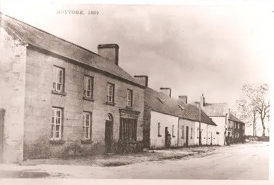 An image of Moyvore village in Wesmeath circa 1909