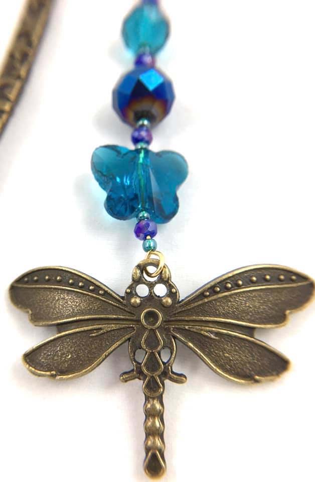 Large dragonfly copper bookmark