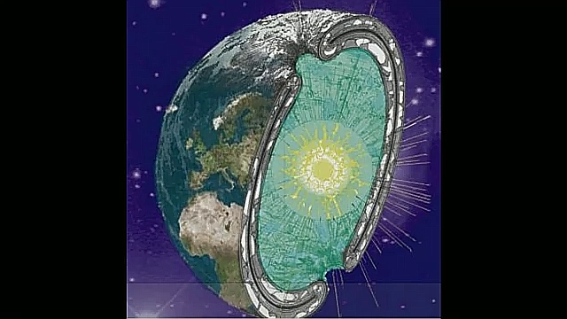 Half round of the Hollow Earth with inner sun