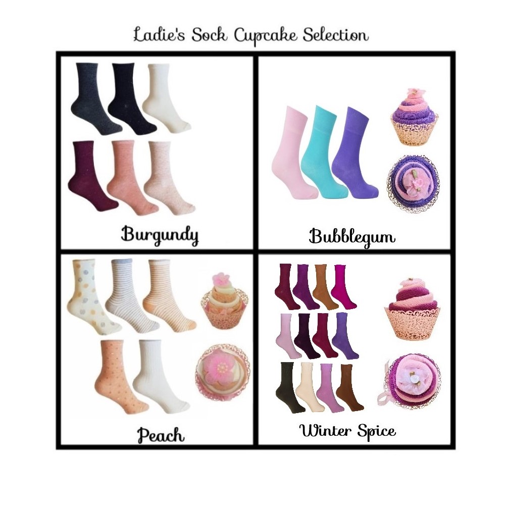 Women's Sock Cupcakes - Candy Stripe Gift Box