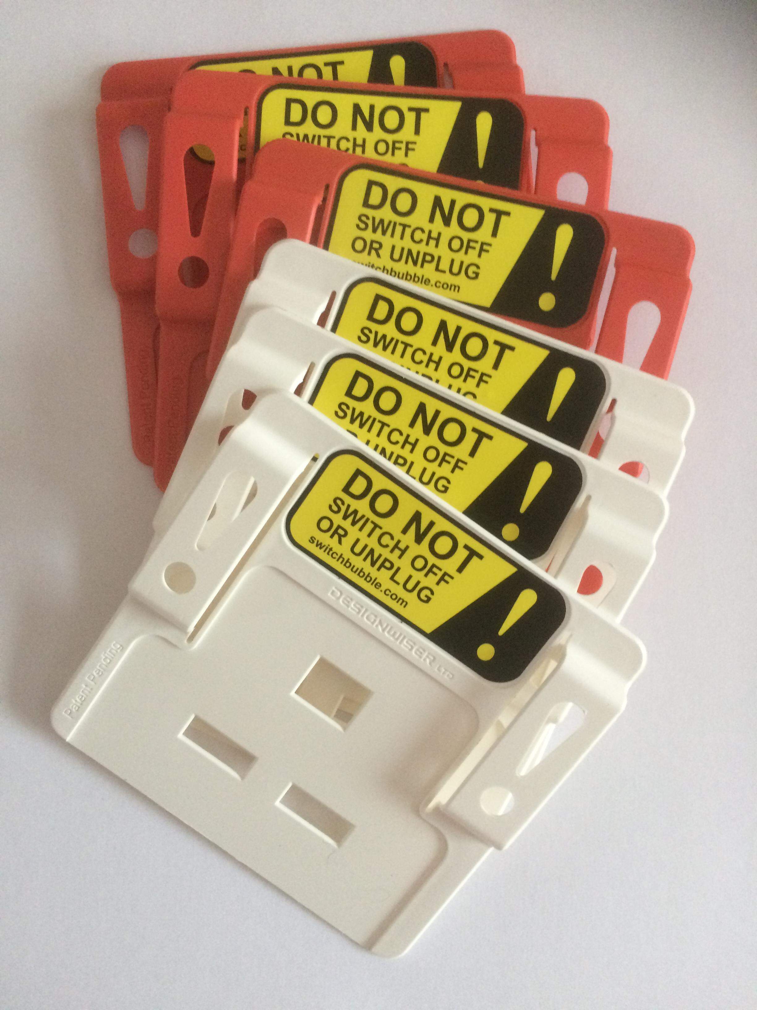 Multi pack (quantity 6) SwitchBubble Power Protectors in red and white. Price (inc VAT & delivery):