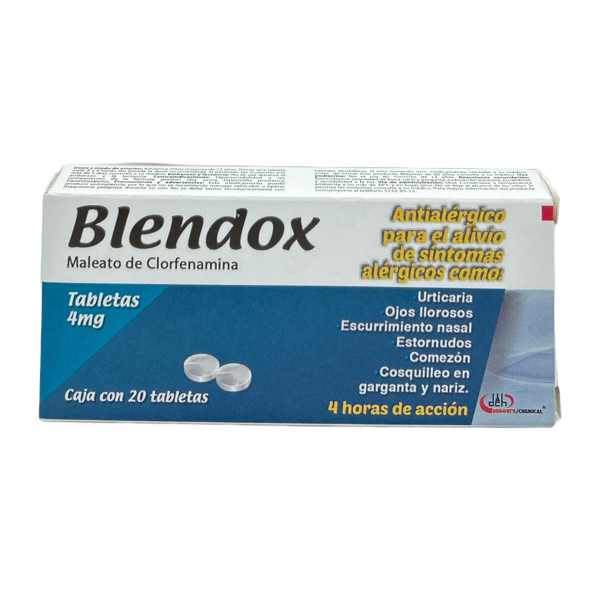 Clorfenamina Tab 4mg C/20 BLENDOX