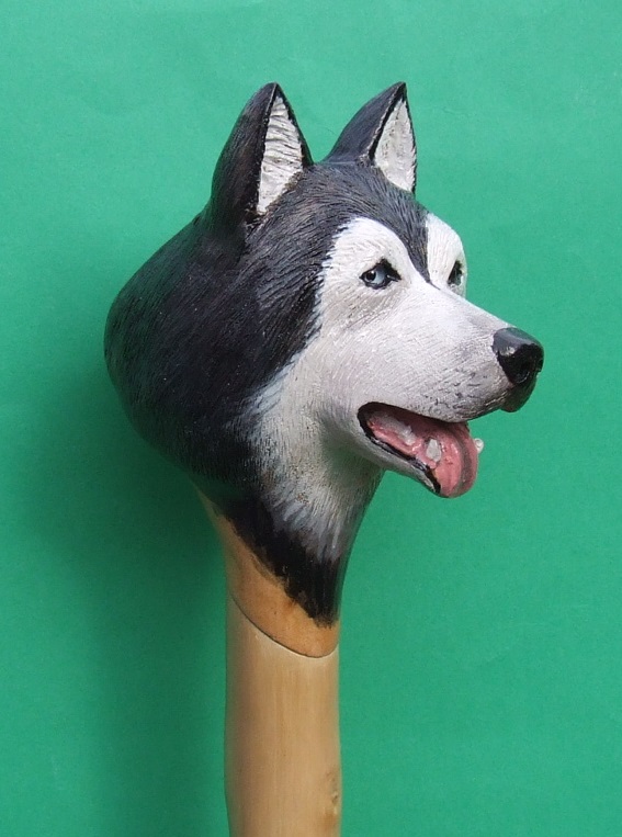 Carved lime Malamute commission