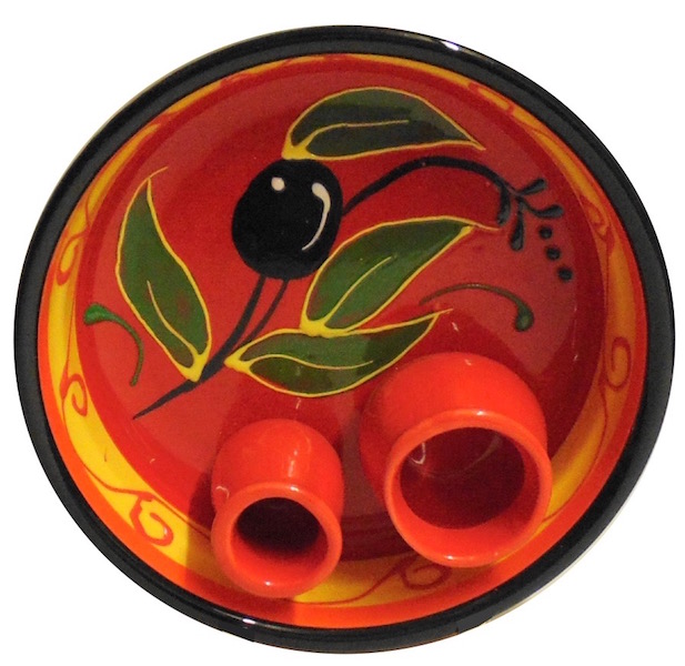 Spanish ceramic olive dish with black olive design
