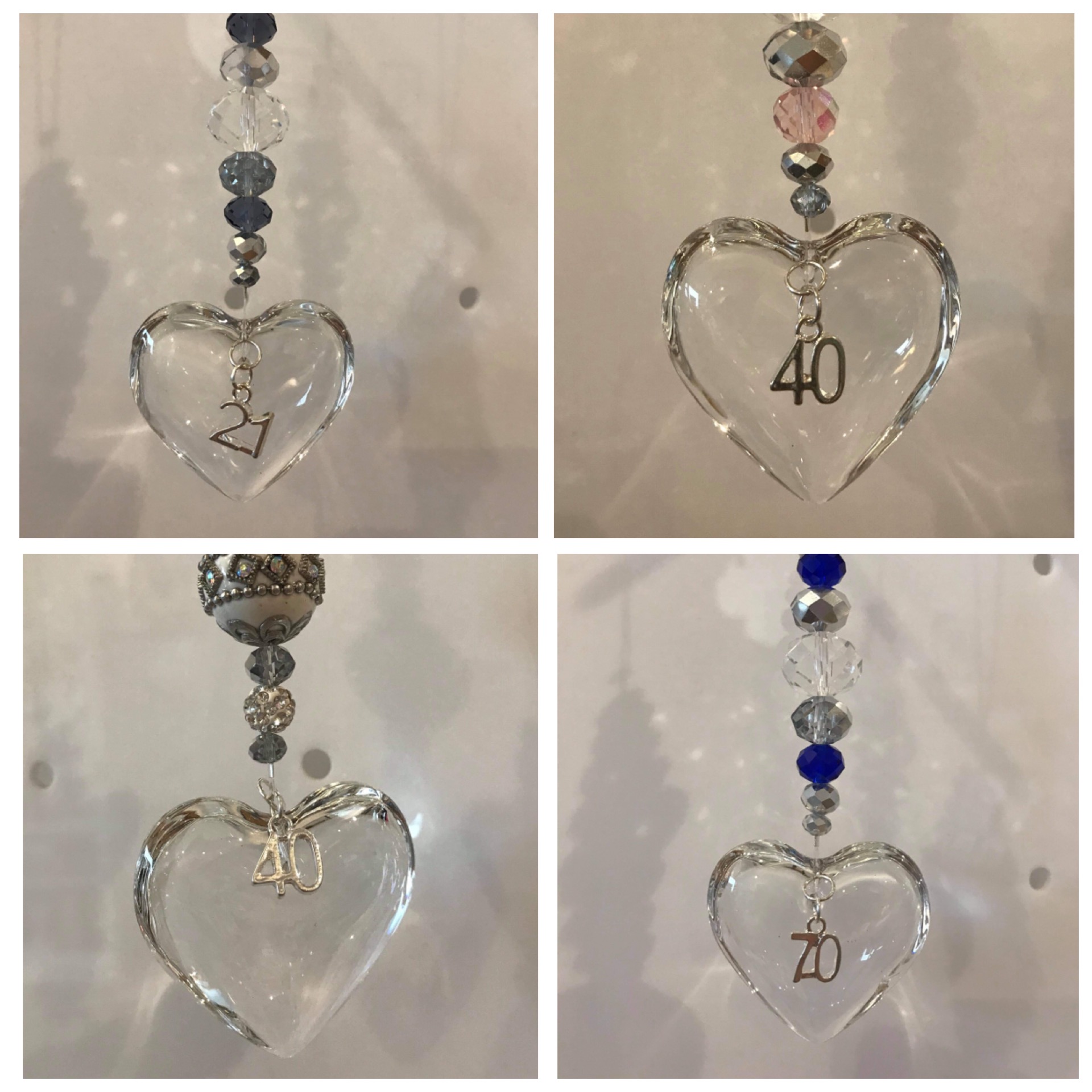 Glass Hanging Hearts