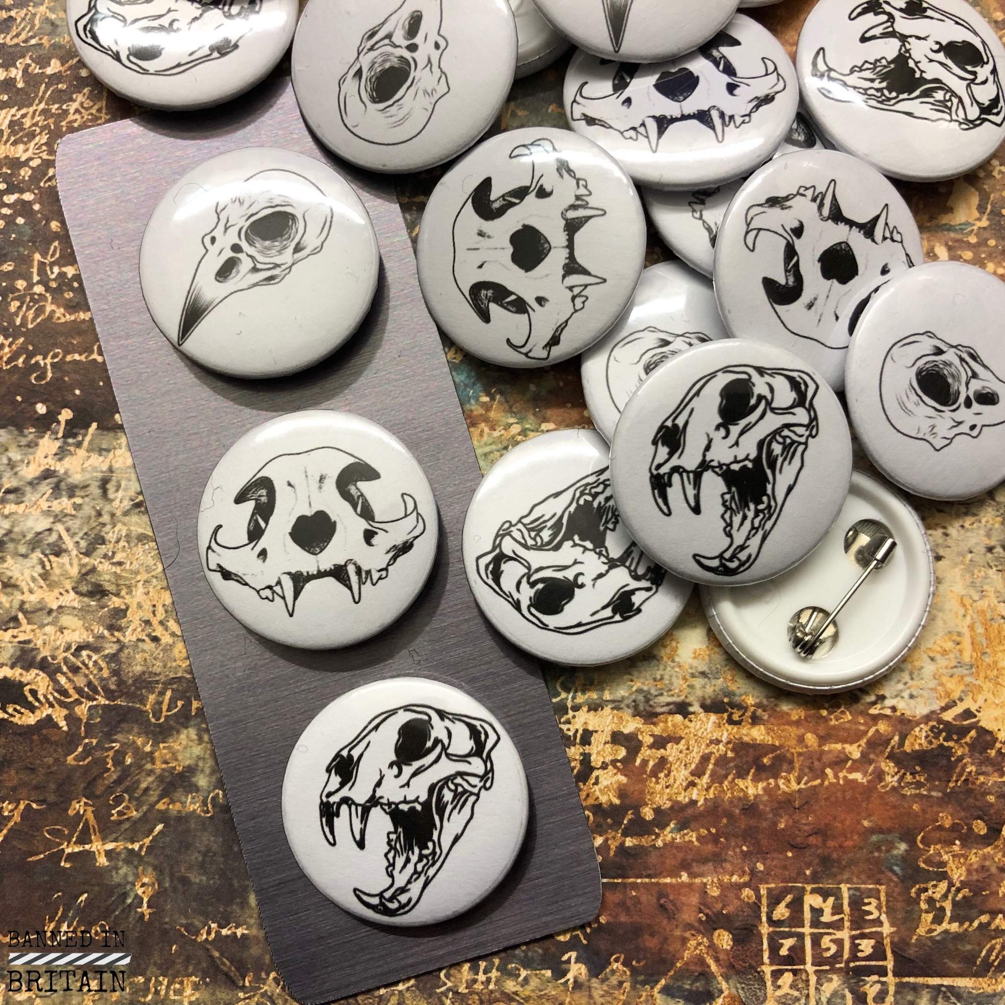 Animal Skull Pin Button Badges