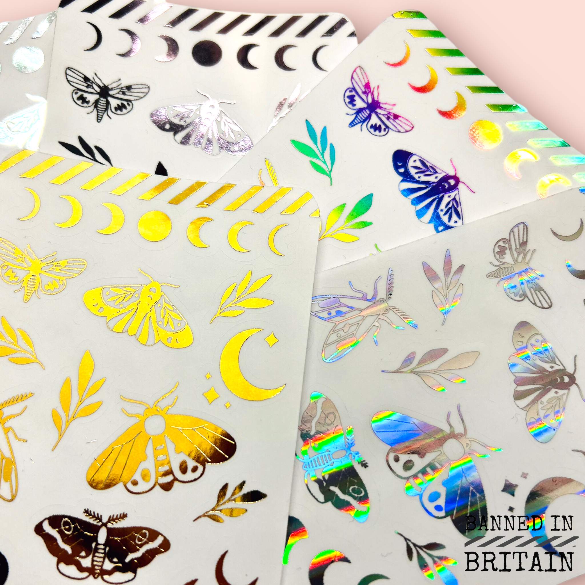 Moths and Moons Foil Stickers