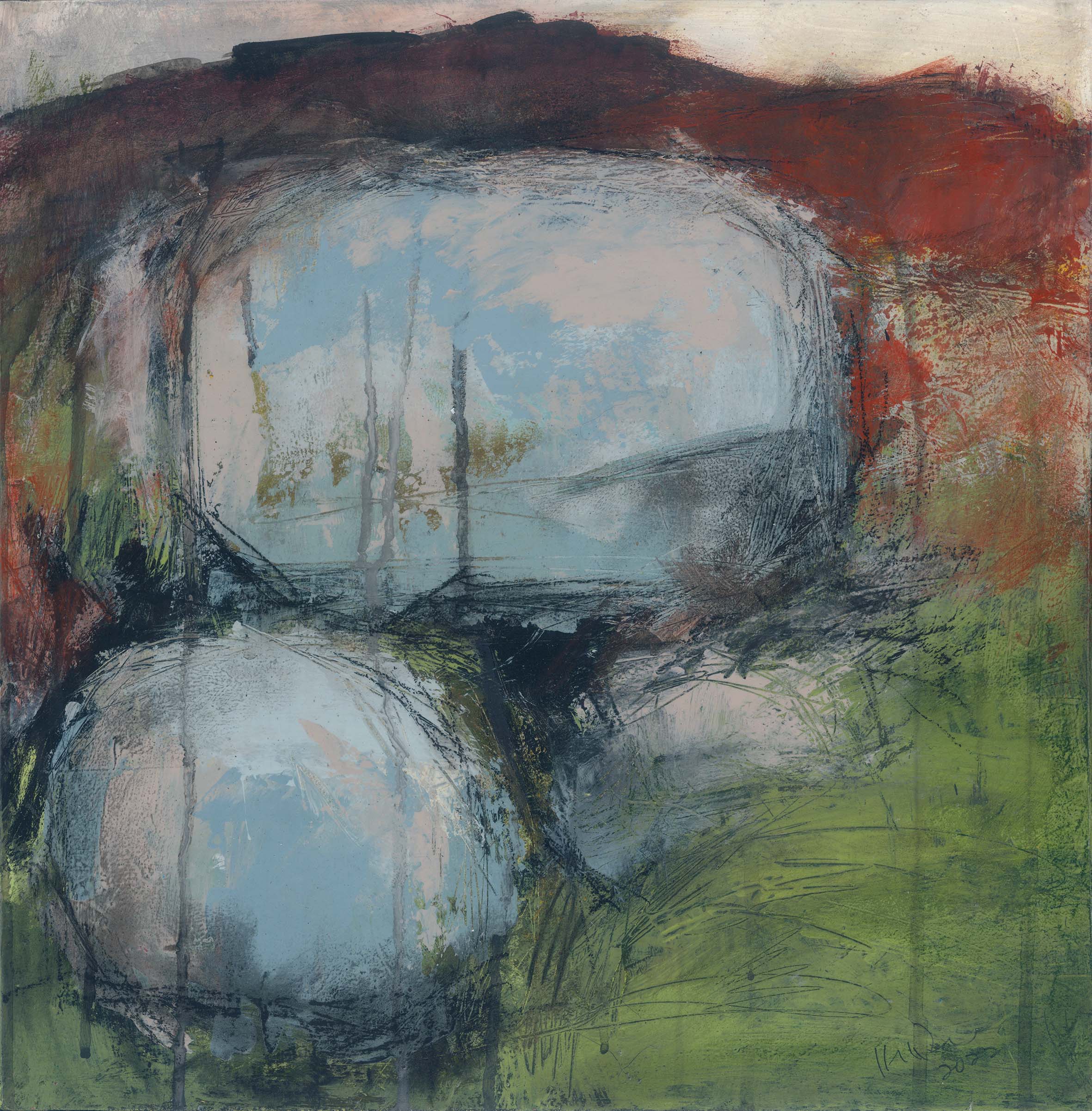 2022. 15''x15''. Mixed media on wood.