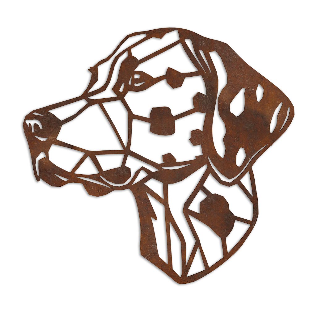 Cortenstaal wand decoratie - hond kop - Dalmatier versie 2