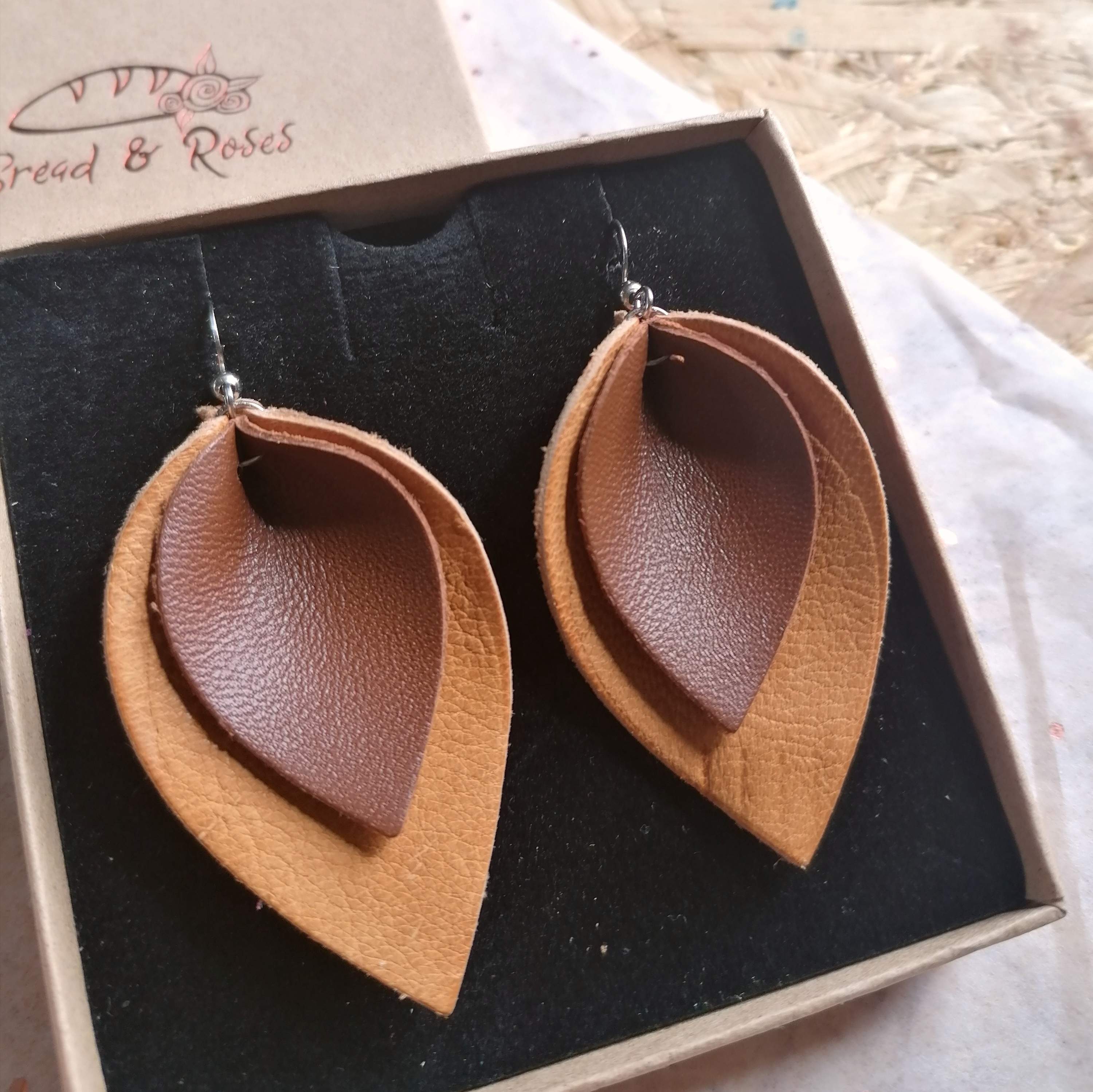 Rosie Recycled Leather Petal Earrings