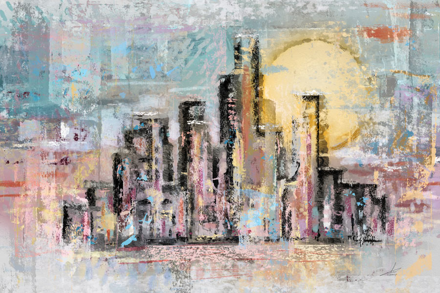 Digitale Schilderijen Skyline Stad