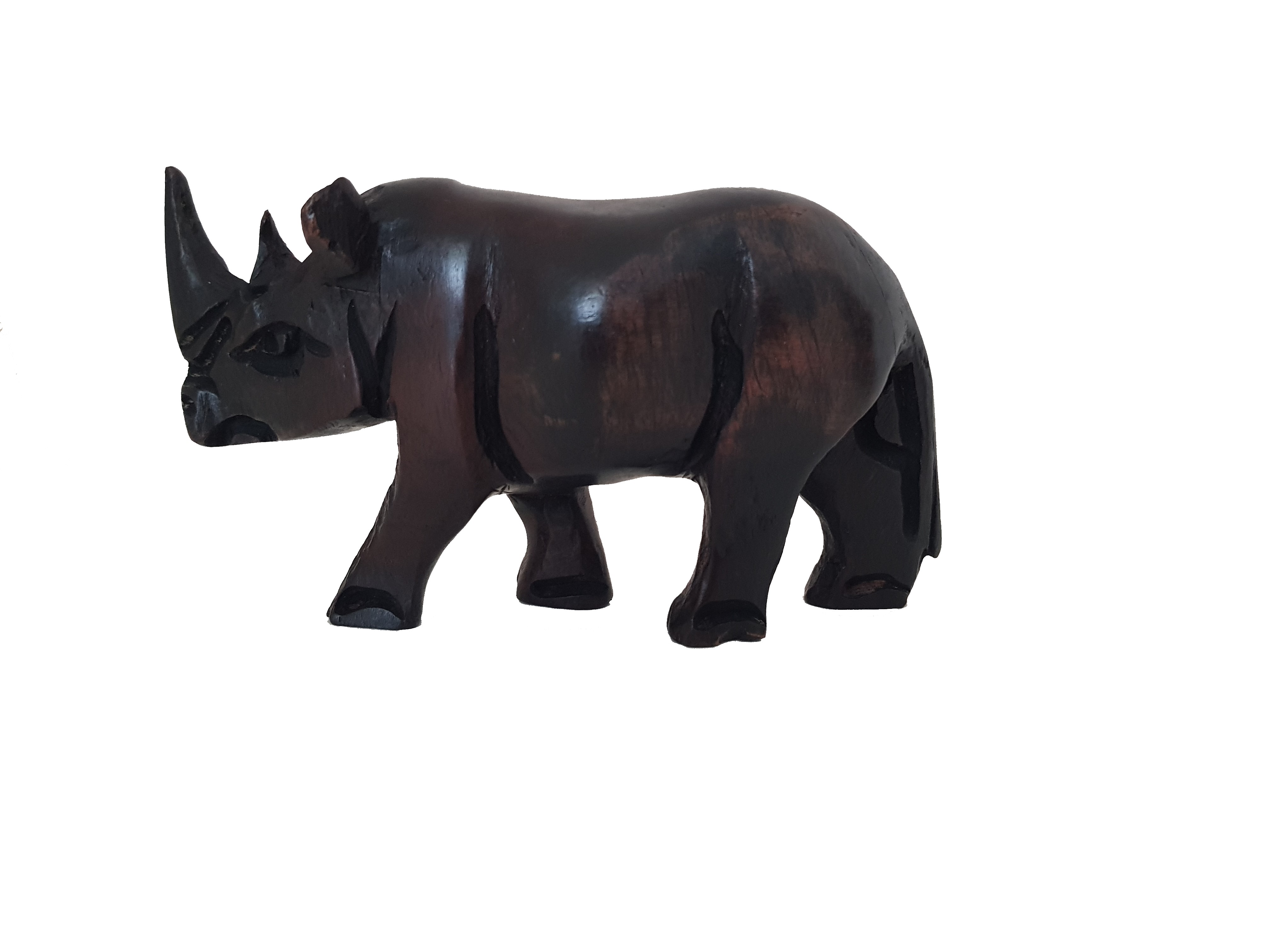 Hand Carved Rhino Ebony Wood