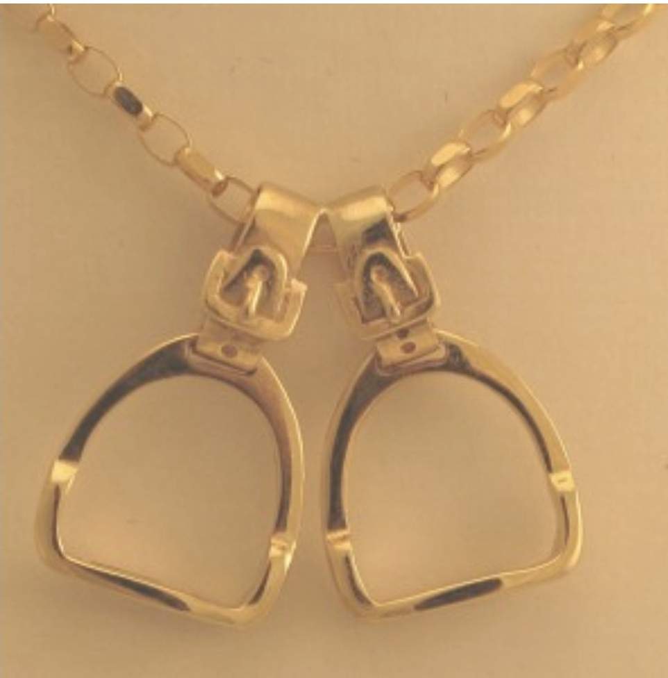 Double stirrup pendant on chain (large)