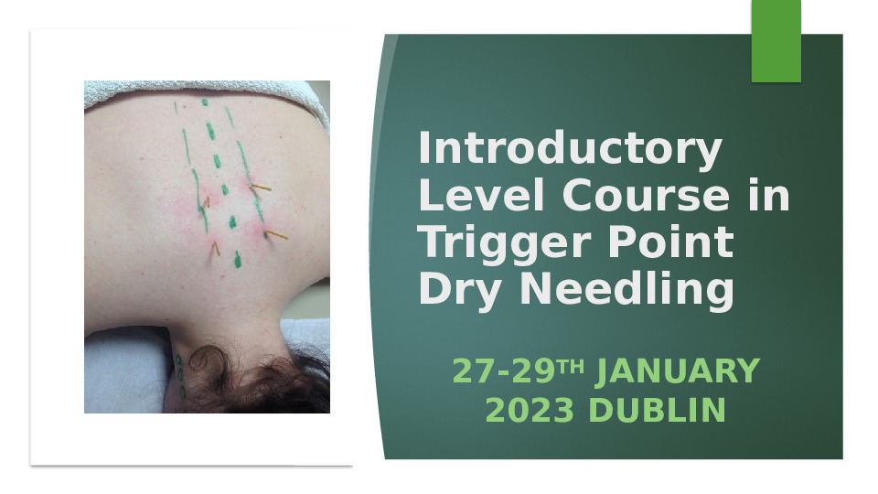 Introductory Level Trigger Point Dry Needling 27-29th January 2023, DUBLIN