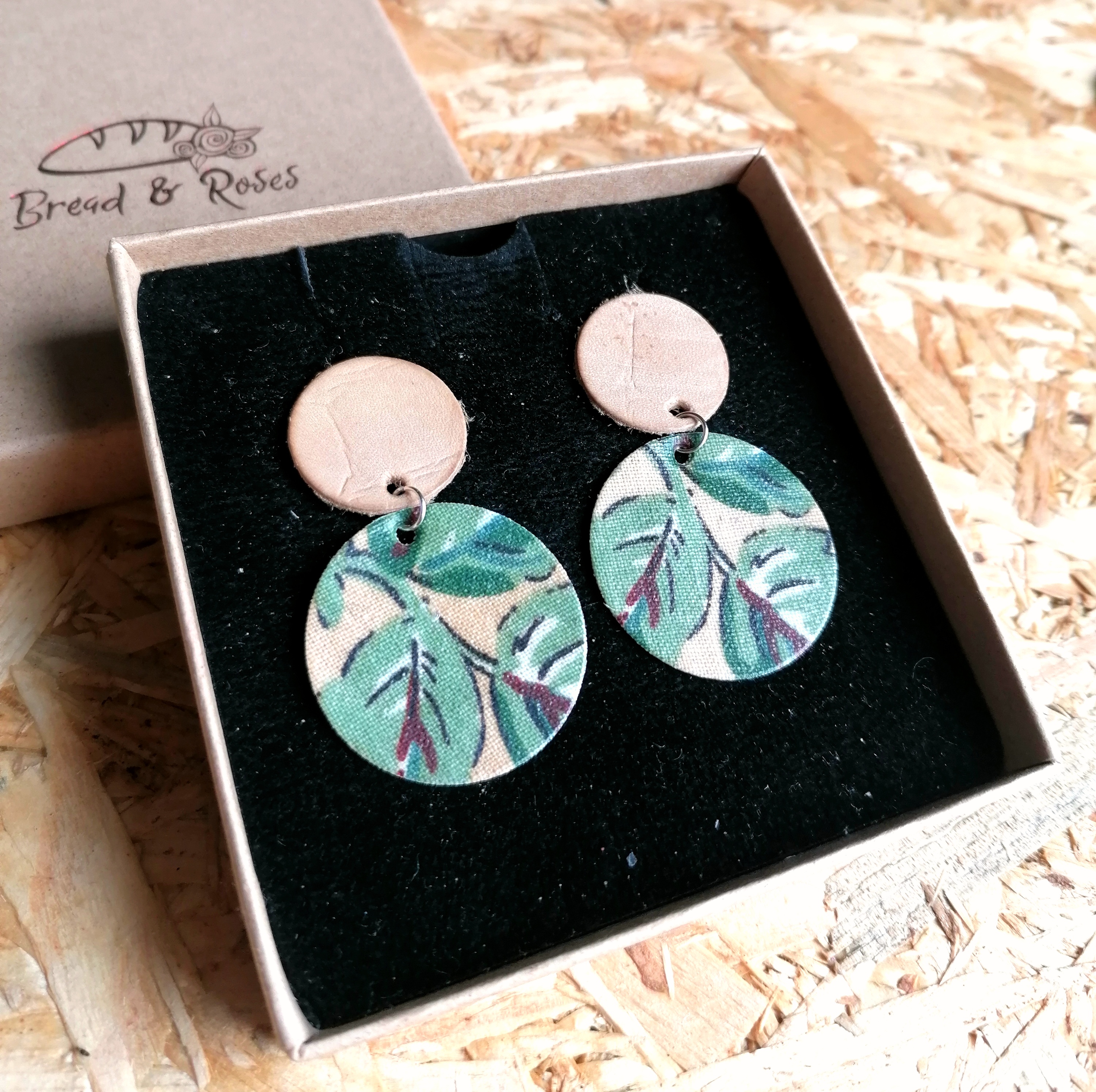 New Clip- On Option! Emily Recycled Vintage Fabric Earrings-