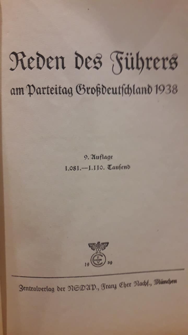 origineel - Reden des Fuhrers am Parteitag Grossdeutschland 1938